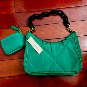 NWT Chinese Laundry Quilted Nylon Hobo Kelly Green